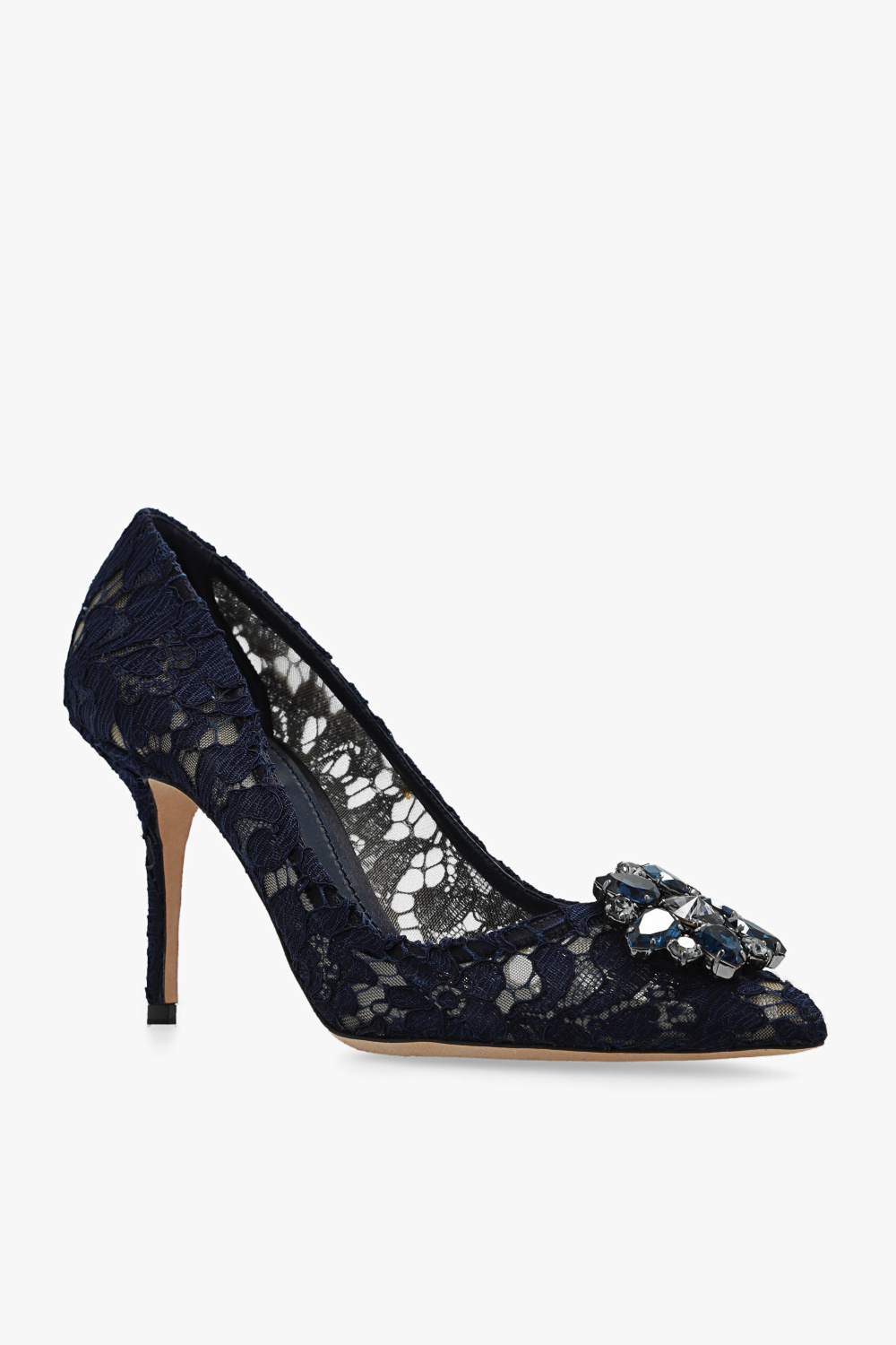 Navy cheap lace pumps